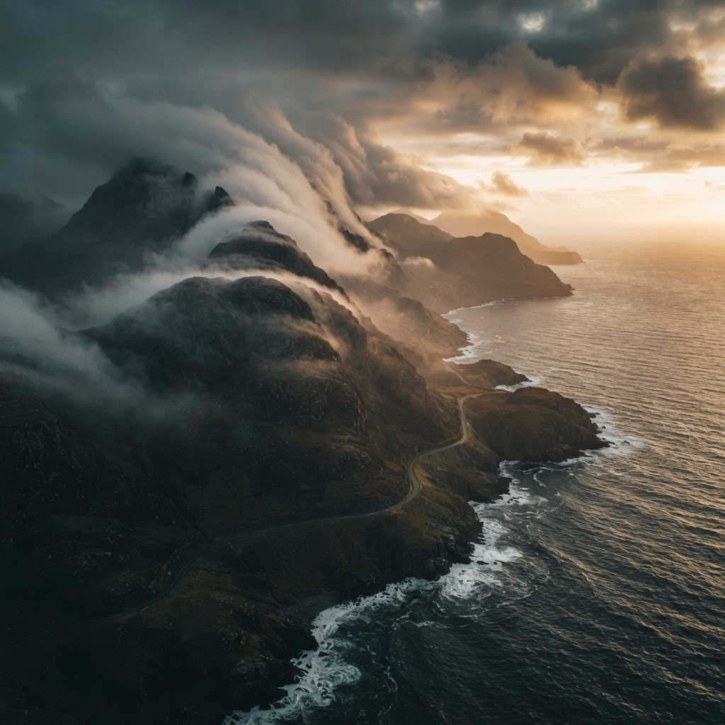 航拍山海云雾转场包